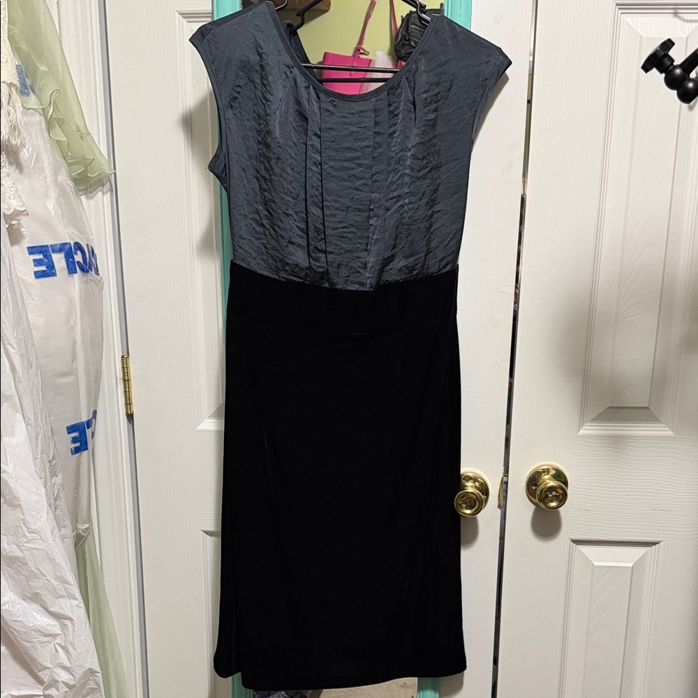 AB Studio Two-Tone Grey & Black Midi Dress - Size 6 - Like New